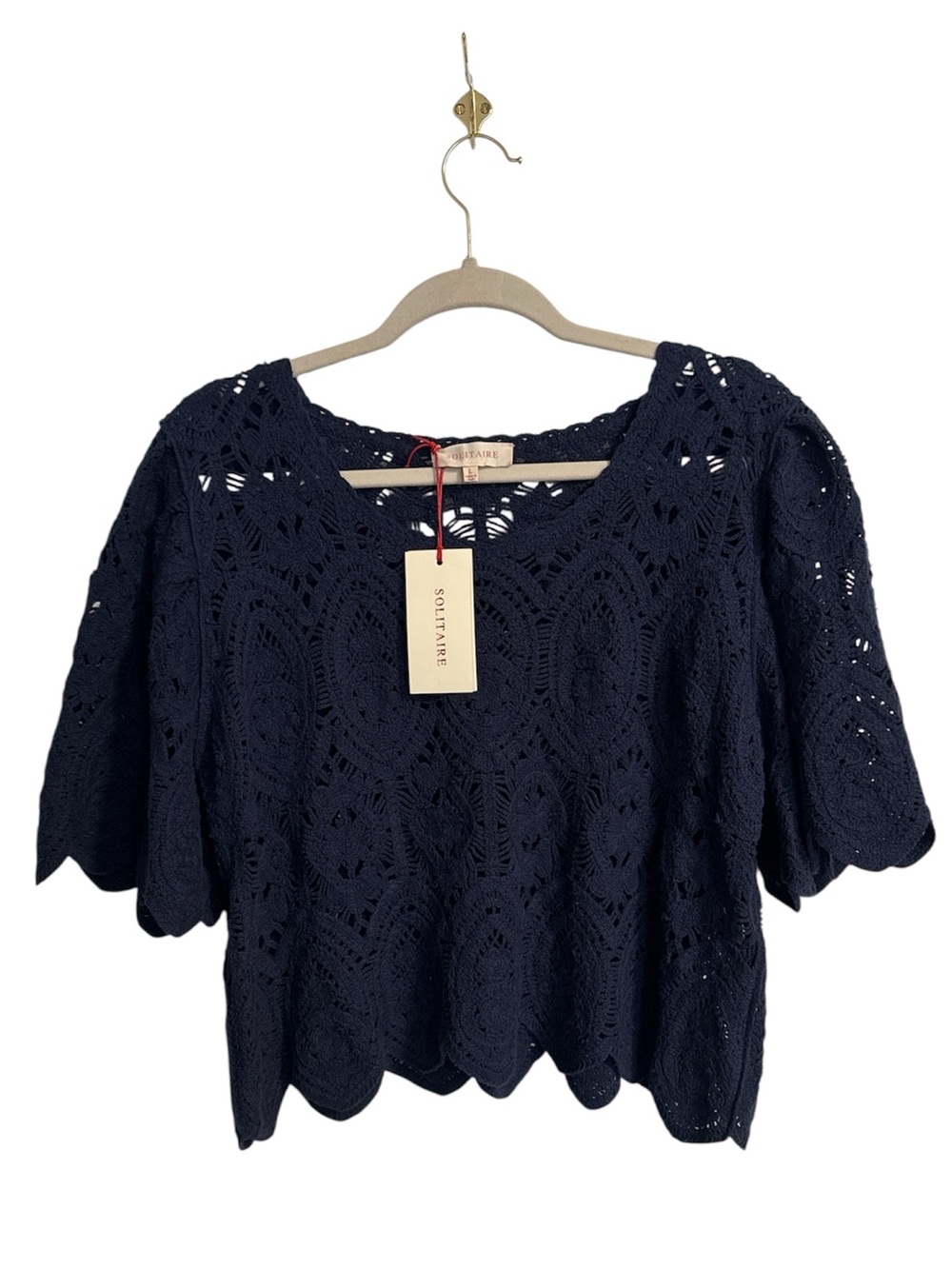 NET - Navy blue crocheted Solitaire cropped top - size large